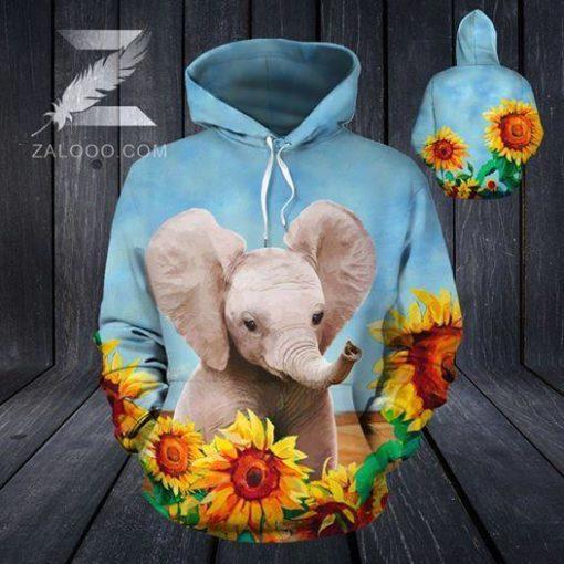 Elephant Sunflower Hoodie 3d