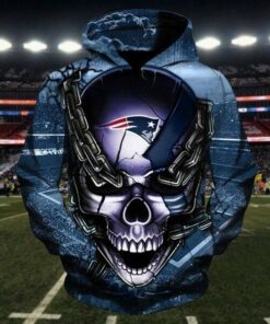 Official N.F.L.New England Patriots Team Football Pullover Hoodies & Patriots Team Logo Skull/Patriots City Chains,New Custom 3D Graphic Printed Double Sided Team Logos & All Over Printed Design/Official Patriots Premium Pullover Team Hoodies: