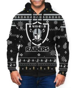 Raiders Team Christmas Ugly hoodie, Zip Hooded Sweatshirt