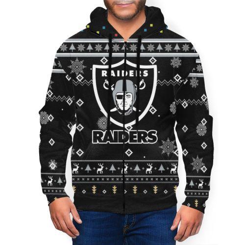 Raiders Team Christmas Ugly hoodie, Zip Hooded Sweatshirt