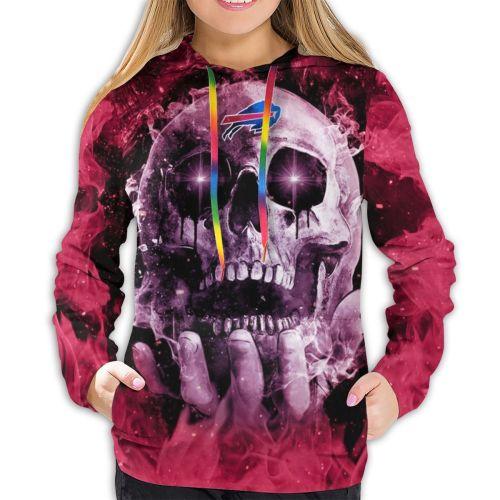 3D Skull Bills Hoodies For Women Pullover Sweatshirt V1