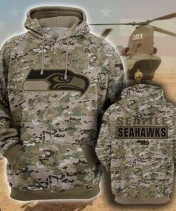 Seattle Seahawks Camo Pattern 3d Printed Hoodie 3d