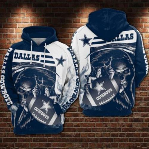 Dallas Cowboys Skull Football Lover 3d Printed Hoodie
