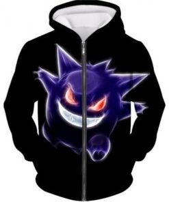 Pokemon Cool Ghost Type Pokemon Gengar Amazing Black Zip Up Hoodie PKM064