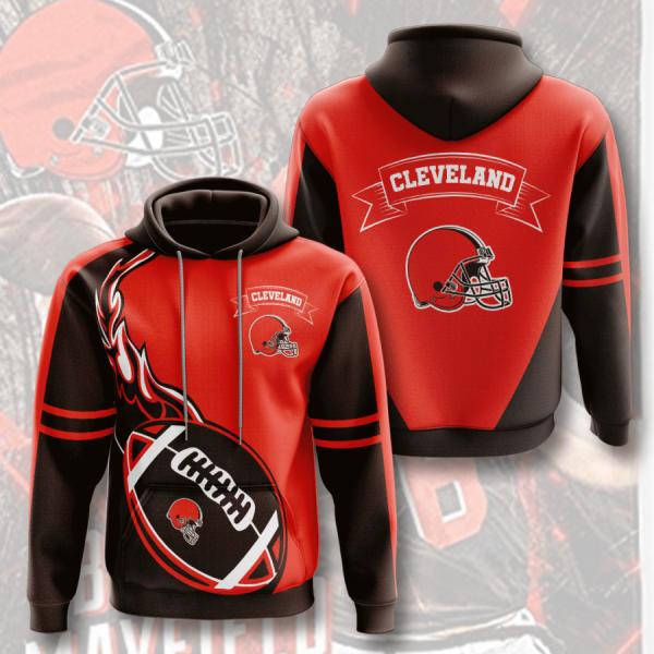 Official N.F.L.Cleveland Browns Trendy Patriotic Zippered Team Hoodies/Nice Custom 3D Effect Graphic Printed Double Sided All Over Official Browns Logos & Classic Browns Team Colors/Warm Premium Official N.F.L.Browns Team Zippered Hoodies