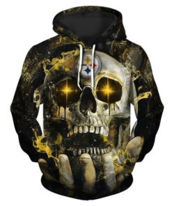 Official N.F.L.Pittsburgh Steelers Team Pullover Neon Skull Hoodies