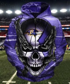 Men / Women Baltimore Ravens 3D Skull Zipper Hoodie, Baltimore Ravens Zipper Hoodie, NFL Baltimore Ravens Apparel