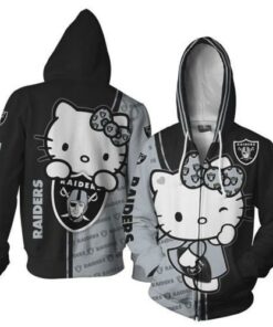 Oakland Raiders Hello Kitty Fan 3d Zip Hoodie Zip Hoodie 3d