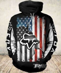 Racing Fox American Flag Ripped 3d Printed Hoodie 3d