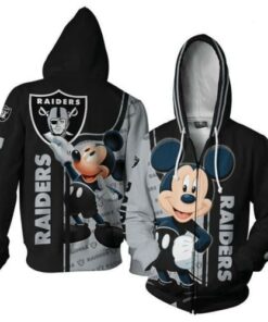 Mickey Disney Oakland Raiders 3d Printed Zip Hoodie