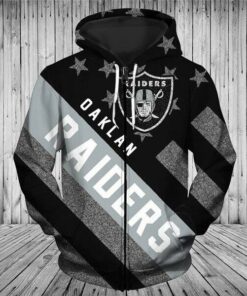 Official N.F.L.Oakland Raiders Trendy Patriotic Zippered Team Hoodies