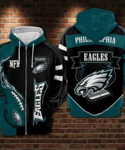 98HD073-Philadelphia Eagles Zip Up 3D Hoodies NFL – Celena Store