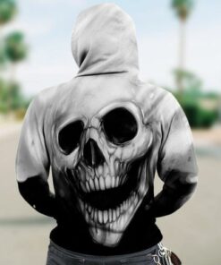 _White Skull Zip-Up Pullover 3D Hoodie