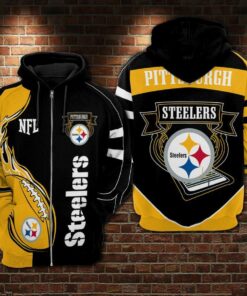 98HD094-Pittsburgh Steelers Zip up 3D Hoodies NFL Football – Celena Store
