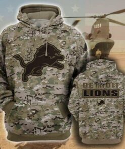 Detroits Lions Camouflage Veteran 3d Hoodie