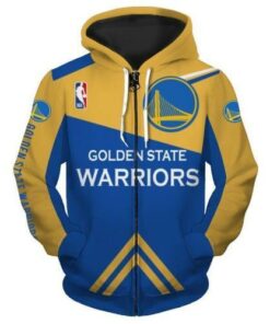 NBA Hoodies 3D Golden State Warriors Hoodie Mens Zip Up Sweatshirt Jacket Pullover