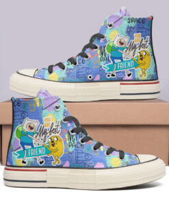 Aventure Time You Are My Best Friends High Top Canvas Shoes Special Edition