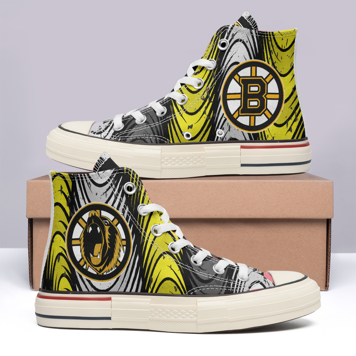 Boston Bruins High Top Canvas Shoes Special Edition