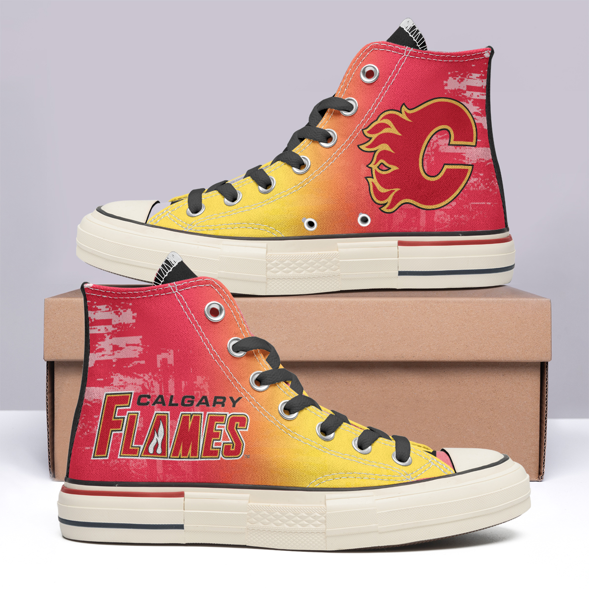 Calgary Flames High Top Canvas Shoes Special Edition