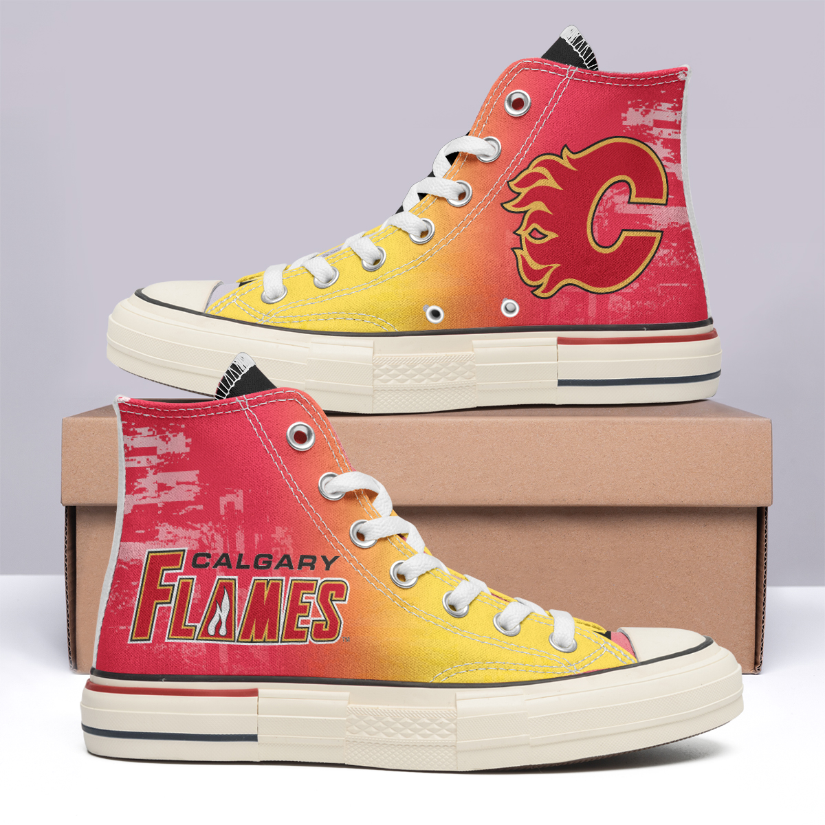 Calgary Flames High Top Canvas Shoes Special Edition