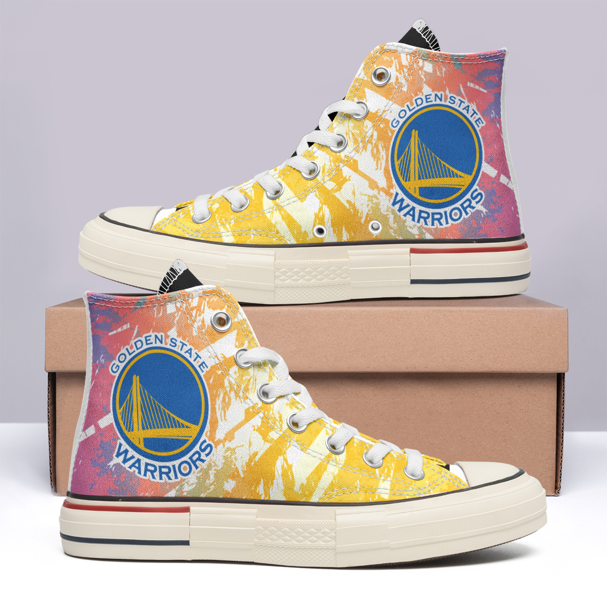 Golden State Warriors High Top Canvas Shoes Special Edition