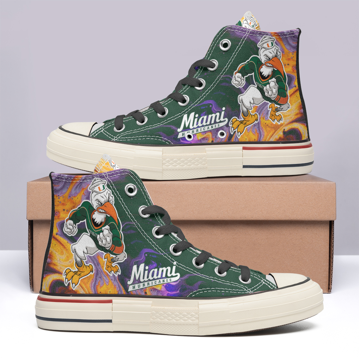 Miami Hurricanes High Top Canvas Shoes Special Edition