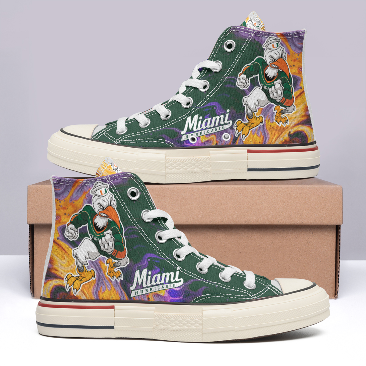Miami Hurricanes High Top Canvas Shoes Special Edition