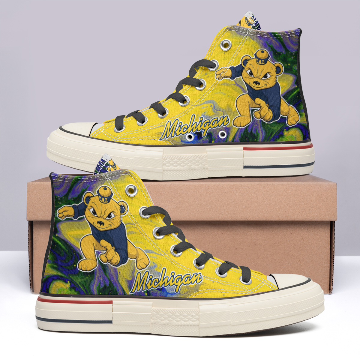Michigan Wolverines High Top Canvas Shoes Special Edition