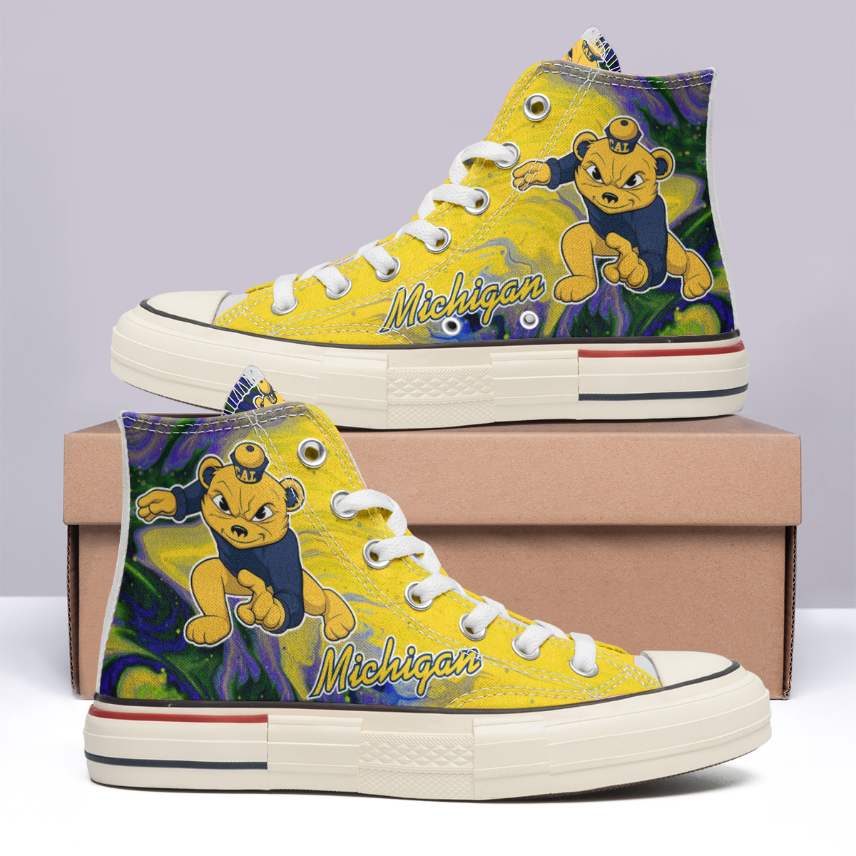 Michigan Wolverines High Top Canvas Shoes Special Edition