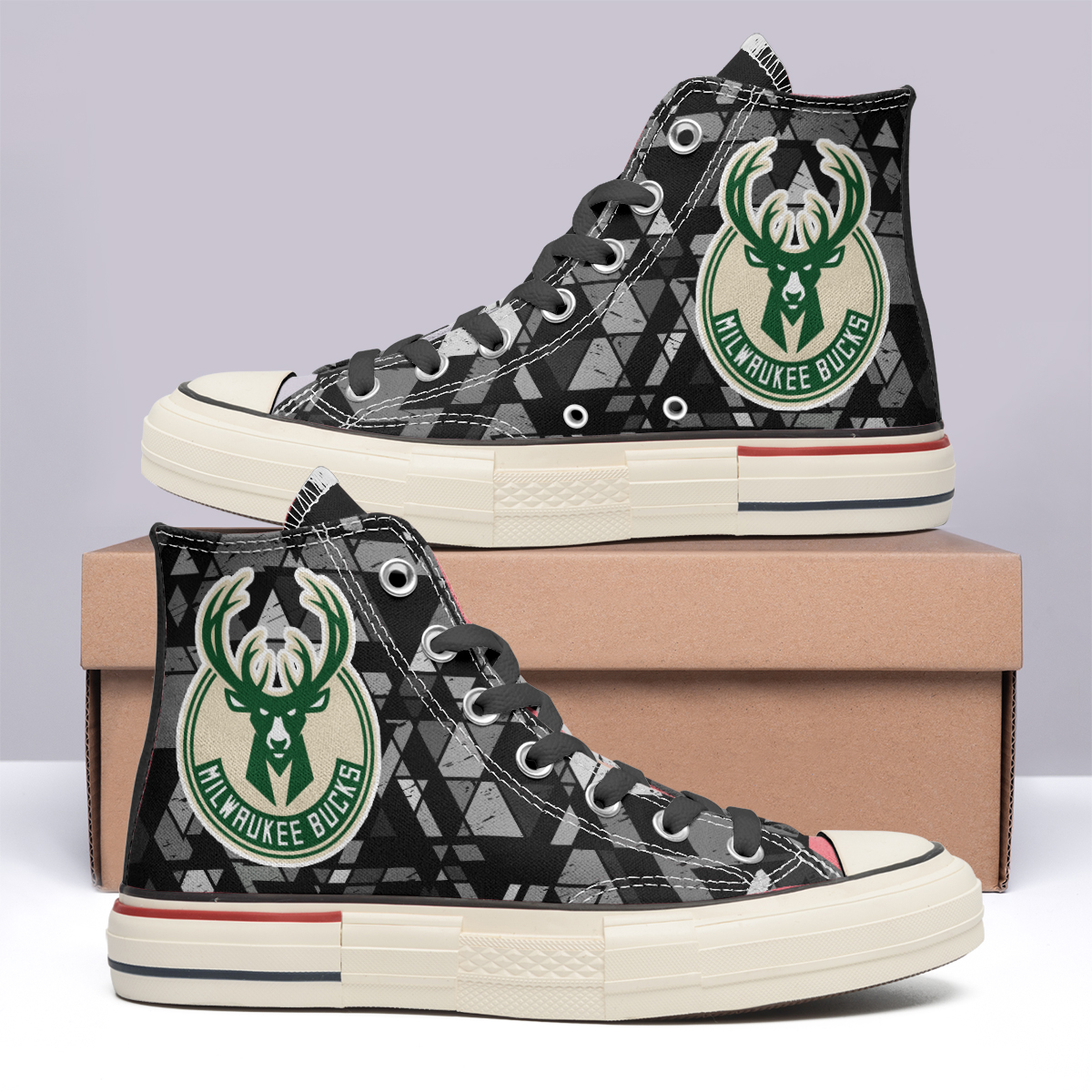 Milwaukee Bucks High Top Canvas Shoes Special Edition