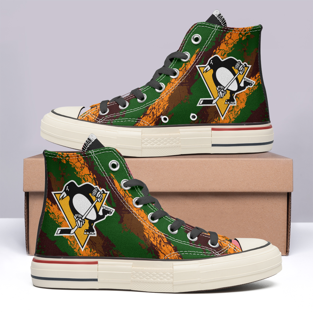 Pittsburgh Penguins High Top Canvas Shoes Special Edition