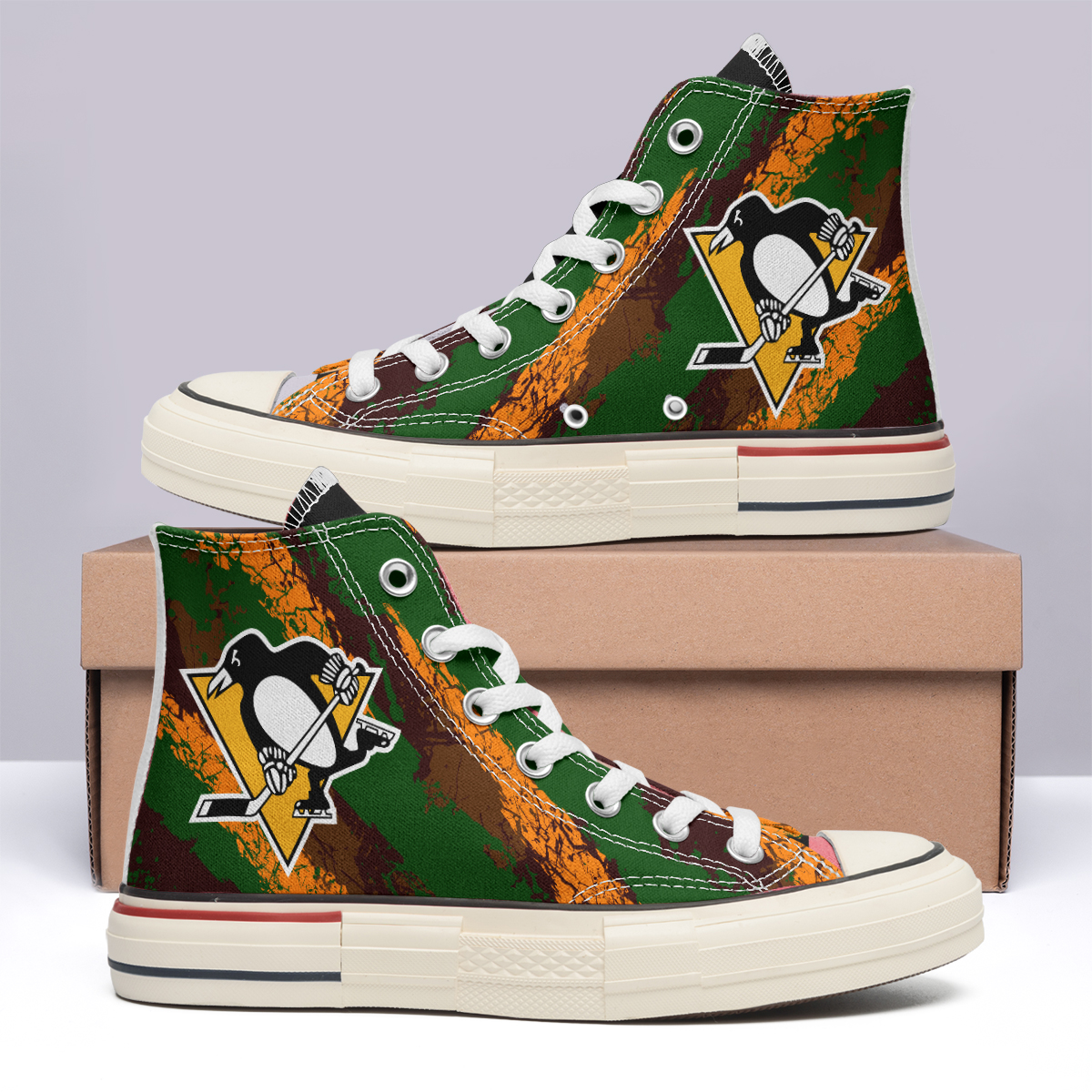 Pittsburgh Penguins High Top Canvas Shoes Special Edition