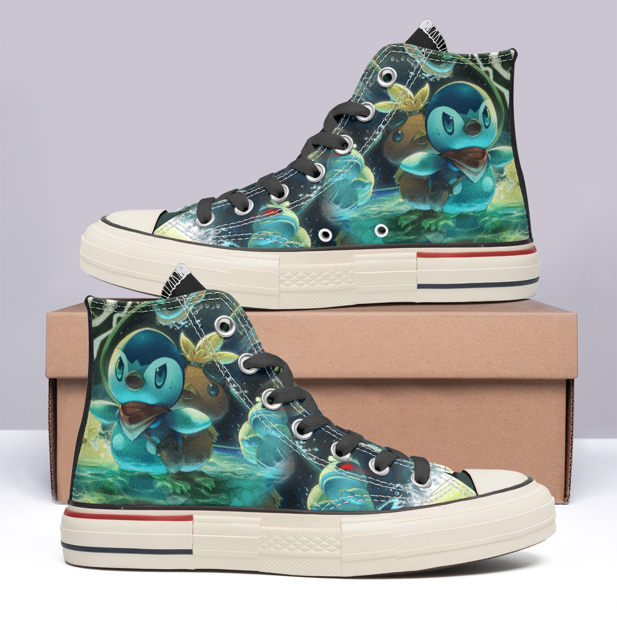 Pokemon Piplup and Torchic High Top Canvas Shoes Special Edition