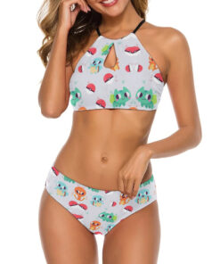 Bulbasaur, Squirtle and Charmander Women’s Cami Keyhole One-piece Swimsuit