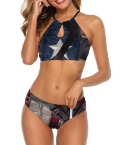 Captain America Triptych Women’s Cami Keyhole One-piece Swimsuit