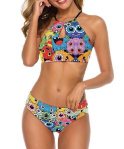 Colorful Monsters Women’s Cami Keyhole One-piece Swimsuit