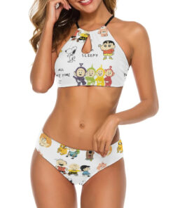 Crayon Cartoon Characters Women’s Cami Keyhole One-piece Swimsuit