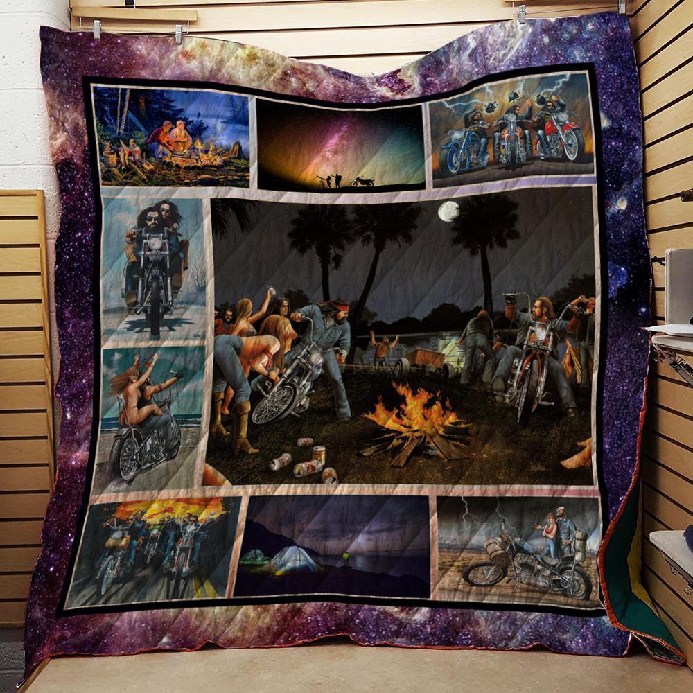 3D Quilt David Mann Motorcycles Camping Washable Handmade 2111-04