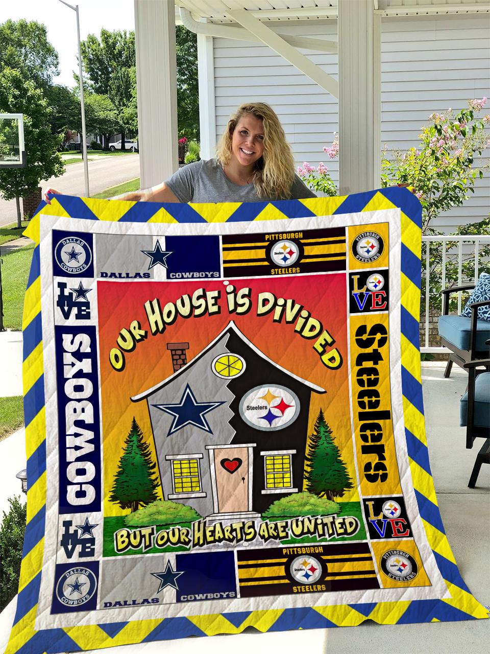 Pittsburgh Steelers and Dallas Cowboys Quilt Blanket I1D2