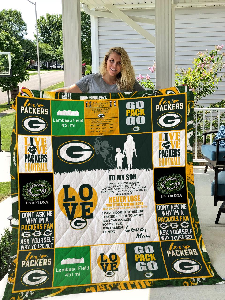 Green Bay Packers – TO MY SON – Love MOM Quilt