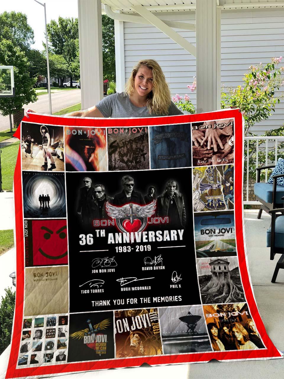 Bon Jovi 36 years anniversary Quilt Blanket I1D2