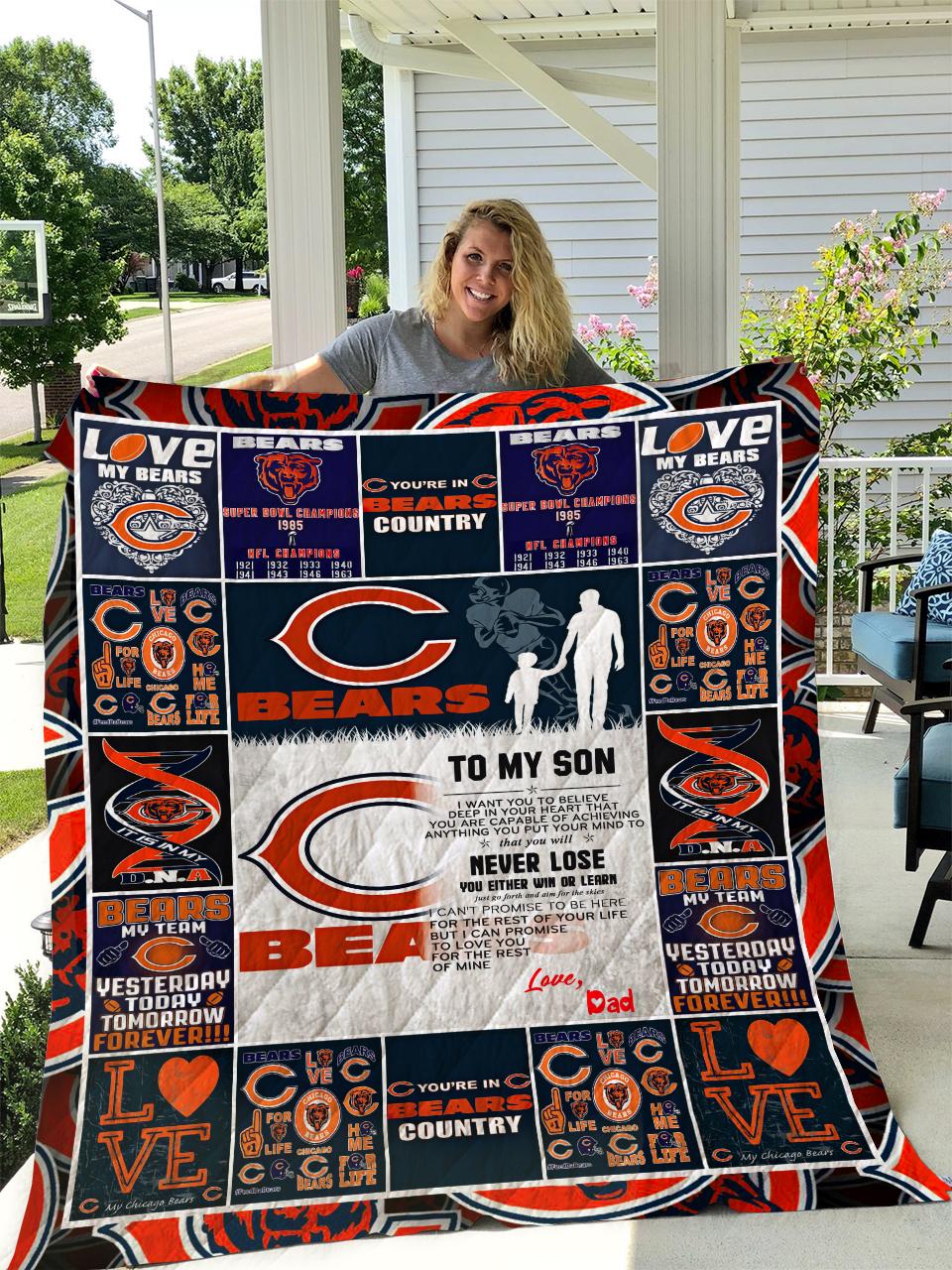 Chicago Bears – TO MY SON – Love DAD Quilt